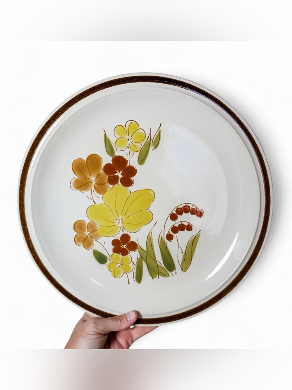 Vintage Japan Stoneware Floral Decorative Plate | MCM